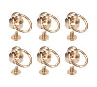sourcing map 6pcs O Ring Brass Round Head Rivets Studs 9mm Metal Rivets Fasteners with Screw and Pull Ring for DIY Leather Craft Purse Mobile Case Handbag, Gold Tone