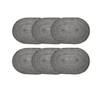 sourcing map 6pcs Oval Braided Placemats 20" Non-Slip Oval Table Mats for Dining Tables Washable Heat Insulation Woven Placemats Indoor Outdoor for Family Holiday Dinner, Black Grey