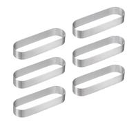 sourcing map 6pcs Oval Cake Rings 5.7 x 2.4 Inch Stainless Steel Cake Pastry Molds Nonstick Baking Ring for Cake Dessert Molding, Mousse Pastries Making, Silver Tone