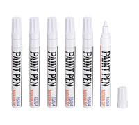sourcing map 6pcs Paint Marker Pens Quick Dry Waterproof Permanent Oil Based Paint Markers for Wood Metal Plastic Canvas Glass Mug Rock Painting, White