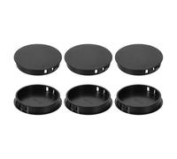 sourcing map 6Pcs Plastic Hole Plugs, 60mm(2-3/8") Flush Type Panel Plugs, Round Snap Knockout Locking Plugs for Furniture Insert End Caps Panels, Black