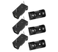 sourcing map 6pcs Plastic Shell 1/2AA Button Cell Battery Sockets Holder Case Black