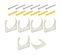 sourcing map 6Pcs Plastic Water Pipe Clamp Clips for 110mm/4.33" OD Pipe | U-Shaped Tubing Hose Buckles, Irrigation Tube Holder with Screws for TV Trays Tube Hose Hanger Support Tubing, White