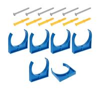 sourcing map 6Pcs Plastic Water Pipe Clamp Clips for 110mm/4.33" OD Pipe | U-Shaped Tubing Hose Buckles, Irrigation Tube Holder with Screws for TV Trays Tube Hose Hanger Support Tubing, Blue
