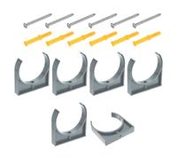 sourcing map 6Pcs Plastic Water Pipe Clamp Clips for 110mm/4.33" OD Pipe | U-Shaped Tubing Hose Buckles, Irrigation Tube Holder with Screws for TV Trays Tube Hose Hanger Support Tubing, Gray