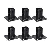 sourcing map 6pcs Post Base Channel with 4 Holes for 2" Single Strut Channel Carbon Steel Square for Single Channel Fence Post Base Side Orientation 5.3"x 5.3" Square Base Black