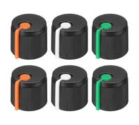 sourcing map 6Pcs Potentiometer Control Knob 6mm Knurled 3 Colors | Black with White/Orange/Green Plastic Potentiometer Volume Control Rotary Knob for Speaker Guitar 17x15mm