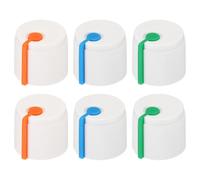 sourcing map 6Pcs Potentiometer Control Knob 6mm Knurled 3 Colors | White with Orange/Blue/Green Plastic Potentiometer Volume Control Rotary Knob for Speaker Guitar 17x15mm