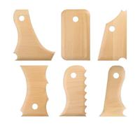 sourcing map 6pcs Pottery Ribs Trimming Tools Pottery Profile Rib Wooden Foot Shaper Rib Foot Forming Tool Texture Rib Beech Wood for Carving Ceramics Clay