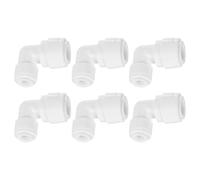 sourcing map 6Pcs Push to Connect Fittings, 1/4" OD x 3/8" OD Air Hose Fittings Tube&Hose&Pipe Quick Connect Fitting Plastic 90 Degree Elbow Union Coupling for RO Water System, White (6-10mm)