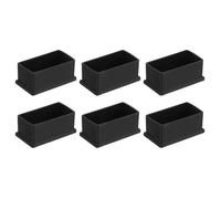 sourcing map 6Pcs PVC Square Chair Leg Caps, 60mm x 30mm OD Black Furniture Feet Pads Table Foot Cover Caps Floor Protectors for Patio Table Cabinet Bed Furniture
