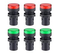sourcing map 6Pcs Red Green Indicator Light AC/DC 24V, 22mm Panel Mount, for Electrical Control Panel, HVAC, DIY Projects