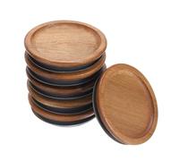 sourcing map 6pcs Regular Mouth Mason Jar Lids, 70mm Wooden Canning Lids with Airtight Silicone Seal for Ball, Jars, Coffee
