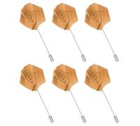 sourcing map 6Pcs Rose Lapel Pin for Men, Satin Flower Lapel Pins Silk Brooch for Groom Business Wedding Suit Outfit Accessories, Champagne Gold