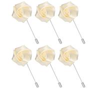 sourcing map 6Pcs Rose Lapel Pin for Men, Satin Flower Lapel Pins Silk Brooch for Groom Business Wedding Suit Outfit Accessories, Lotus