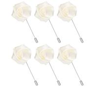 sourcing map 6Pcs Rose Lapel Pin for Men, Satin Flower Lapel Pins Silk Brooch for Groom Business Wedding Suit Outfit Accessories, Beige