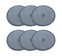 sourcing map 6pcs Round Braided Placemats 12" Non-Slip Round Table Mats for Dining Tables Washable Heat Insulation Woven Placemats Indoor Outdoor for Family Holiday Dinner, Dark Blue
