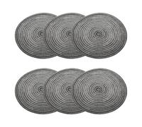 sourcing map 6pcs Round Braided Placemats 12" Non-Slip Table Mat Black Grey | for Dining Tables Washable Heat Insulation Woven Placemats Indoor Outdoor for Family Holiday Dinner
