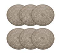 sourcing map 6pcs Round Braided Placemats 14" Non-Slip Round Table Mats for Dining Tables Washable Heat Insulation Woven Placemats Indoor Outdoor for Family Holiday Dinner, Brown