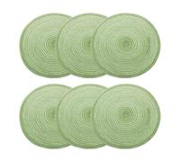sourcing map 6pcs Round Braided Placemats 14" Non-Slip Round Table Mats for Dining Tables Washable Heat Insulation Woven Placemats Indoor Outdoor for Family Holiday Dinner, Green