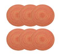 sourcing map 6pcs Round Braided Placemats 14" Non-Slip Round Table Mats for Dining Tables Washable Heat Insulation Woven Placemats Indoor Outdoor for Family Holiday Dinner, Orange