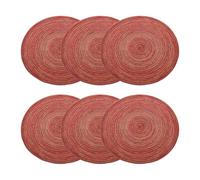 sourcing map 6pcs Round Braided Placemats 14" Non-Slip Round Table Mats for Dining Tables Washable Heat Insulation Woven Placemats Indoor Outdoor for Family Holiday Dinner, Red