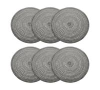sourcing map 6pcs Round Braided Placemats 14" Non-Slip Table Mat Black Grey | for Dining Tables Washable Heat Insulation Woven Placemats Indoor Outdoor for Family Holiday Dinner