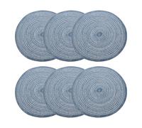 sourcing map 6pcs Round Braided Placemats 15" Non-Slip Round Table Mats for Dining Tables Washable Heat Insulation Woven Placemats Indoor Outdoor for Family Holiday Dinner, Dark Blue