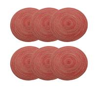 sourcing map 6pcs Round Braided Placemats 15" Non-Slip Round Table Mats for Dining Tables Washable Heat Insulation Woven Placemats Indoor Outdoor for Family Holiday Dinner, Red