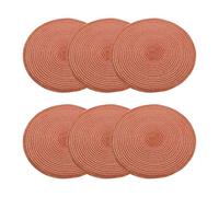 sourcing map 6pcs Round Braided Placemats 15" Non-Slip Round Table Mats for Dining Tables Washable Heat Insulation Woven Placemats Indoor Outdoor for Family Holiday Dinner, Orange