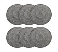 sourcing map 6pcs Round Braided Placemats 15" Non-Slip Table Mat Black Grey | for Dining Tables Washable Heat Insulation Woven Placemats Indoor Outdoor for Family Holiday Dinner