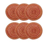 sourcing map 6pcs Round Braided Placemats 4" Non-Slip Round Table Mats for Dining Tables Washable Heat Insulation Woven Placemats Indoor Outdoor for Family Holiday Dinner, Orange