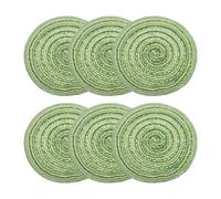 sourcing map 6pcs Round Braided Placemats 4" Non-Slip Round Table Mats for Dining Tables Washable Heat Insulation Woven Placemats Indoor Outdoor for Family Holiday Dinner, Green