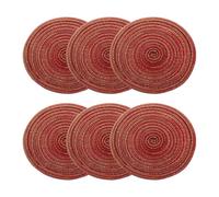 sourcing map 6pcs Round Braided Placemats 7" Non-Slip Round Table Mats for Dining Tables Washable Heat Insulation Woven Placemats Indoor Outdoor for Family Holiday Dinner, Red