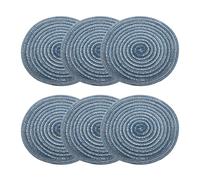sourcing map 6pcs Round Braided Placemats 7" Non-Slip Round Table Mats for Dining Tables Washable Heat Insulation Woven Placemats Indoor Outdoor for Family Holiday Dinner, Dark Blue