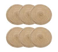 sourcing map 6pcs Round Braided Placemats 7" Non-Slip Round Table Mats for Dining Tables Washable Heat Insulation Woven Placemats Indoor Outdoor for Family Holiday Dinner, Tawny