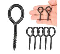sourcing map 6Pcs Screw Hooks Eyes, M4x50mm/2Inch 304 Stainless Steel Heavy Duty Eye Bolts Screw, Self Tapping Eye Bolts Closed-End Indoor & Outdoor for Hanging Artwork, Black