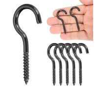 sourcing map 6Pcs Screw Hooks Eyes, M4x50mm/2Inch 304 Stainless Steel Heavy Duty Eye Bolts Screw, Self Tapping Eye Bolts Open-End Indoor & Outdoor for Hanging Artwork, Black