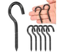 sourcing map 6Pcs Screw Hooks Eyes, M5x65mm/2.6Inch 304 Stainless Steel Heavy Duty Eye Bolts Screw, Self Tapping Eye Bolts Open-End Indoor & Outdoor for Hanging Artwork, Black