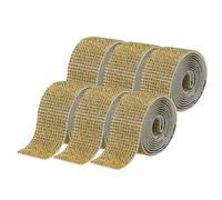 sourcing map 6pcs Self-Adhesive Rhinestone Ribbon Crystal Diamond Bling Strips with 2 mm Rhinestone for DIY Arts Crafting Wedding Party Car Phone Decoration, Mineral Gold