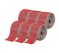 sourcing map 6pcs Self-Adhesive Rhinestone Ribbon Crystal Diamond Bling Strips with 2 mm Rhinestone for DIY Arts Crafting Wedding Party Car Phone Decoration, Red