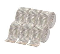 sourcing map 6pcs Self-Adhesive Rhinestone Ribbon Crystal Diamond Bling Strips with 2 mm Rhinestone for DIY Arts Crafting Wedding Party Car Phone Decoration, Colorful Crystal