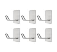 sourcing map 6pcs Self Adhesive Wall Hooks Large Waterproof Stainless Steel Sticky Towel Closet Hooks Adhesive Wall Mount Hangers Without Drill for Bathroom Kitchen Washroom Doorway, Silver