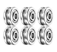 sourcing map 6Pcs SG66ZZ-10 Deep U Groove Ball Track Guide Bearing 6mm x 22mm x 10mm Double Shielded Pre-Lubricated GCr15 High Carbon Chrome Bearings for Dual-Axis Guide Rails (ABEC5)
