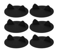 sourcing map 6Pcs Silicone Cup Lids, 3.9 Inch Mug Cover Seal Cat Ear Silicone Cup Covers Reusable Anti-Dust Airtight Mug Lid for Hot and Cold Drinks Cup Glass Cup Coffee Cup, Black