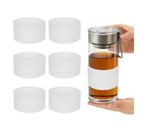 sourcing map 6Pcs Silicone Cup Sleeves, 8.5cm Coffee Cup Protective Sleeve Heat Resistance Reusable Nonslip Glass Bottle Protector for Coffee Tea Cold Hot Drinks Home Travel Mug Glasses, White