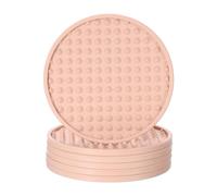 sourcing map 6pcs Silicone Drink Coasters Non-Slip Heat Resistant Cup Coasters Mat for Hot or Cold Drinks Table Desks Kitchen Office Bar Furniture Protection Pink