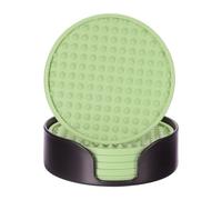 sourcing map 6pcs Silicone Drink Coasters with Holder Non-Slip Heat Resistant Cup Coasters Mat for Hot or Cold Drinks Table Desk Kitchen Office Bar Furniture Protection Green