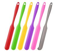 sourcing map 6Pcs Silicone Jar Spatula, Heat Resistant Jam Spreader Non-Stick Silicone Scraper Spatula with Handle for Jars, Bottles, Cooking Baking Tools (Green/Pink/Purple/Grey/Red/Black)
