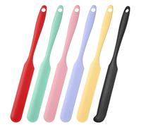 sourcing map 6Pcs Silicone Jar Spatula, Heat Resistant Jam Spreader Non-Stick Silicone Scraper Spatula with Handle for Jars, Bottles, Cooking Baking Tools (Green/Pink/Purple/Yellow/Red/Black)